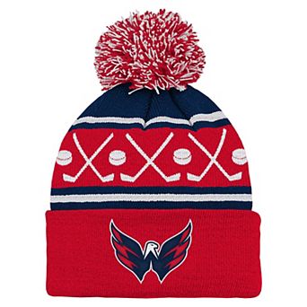 Infant Red Washington Capitals Face-Off Cuffed Knit Hat with Pom