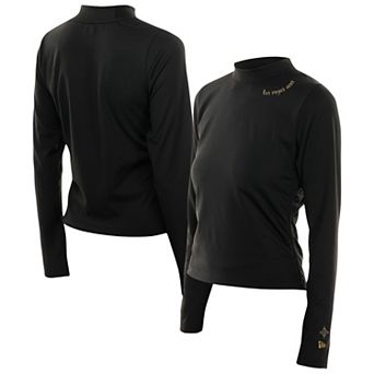 Women's New Era Black Las Vegas Aces Glam Game Mock Neck Long-Sleeve T-Shirt