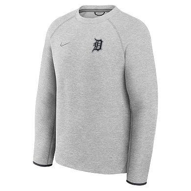 Men's Nike Heather Charcoal Detroit Tigers Tech Fleece Raglan Sweatshirt
