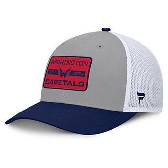 Men's Fanatics Gray/Navy Washington Capitals Fundamental Adapt Trucker Adjustable Hat