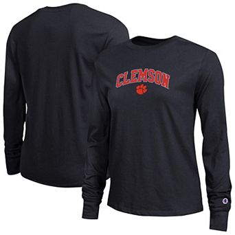 Women's Champion Black Clemson Tigers Arch Over Logo Long Sleeve T-Shirt