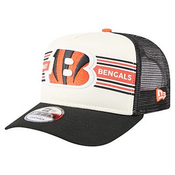 Men's New Era Cream/Black Cincinnati Bengals Banner A-Frame 9FIFTY Trucker Snapback Hat