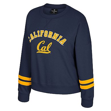 Women's Colosseum Navy Cal Bears Splashy Crewneck Fleece Sweatshirt