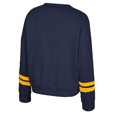 Women's Colosseum Navy Cal Bears Splashy Crewneck Fleece Sweatshirt