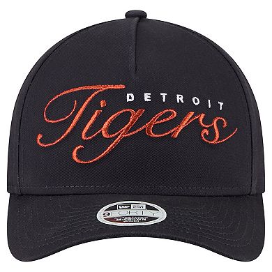 Women's New Era Navy Detroit Tigers Metallic A-Frame 9FORTY Adjustable Hat