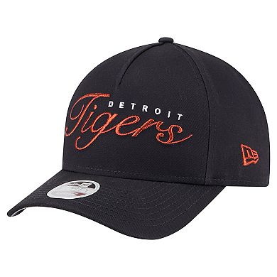 Women's New Era Navy Detroit Tigers Metallic A-Frame 9FORTY Adjustable Hat