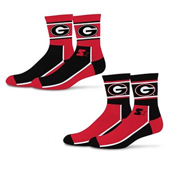 Unisex Starter Red/Black Georgia Bulldogs Double Color Block 2-Pack Mid-Crew Socks
