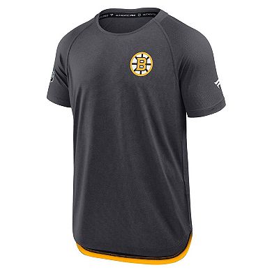 Men's Fanatics Charcoal Boston Bruins Authentic Pro Rink Raglan Performance T-Shirt