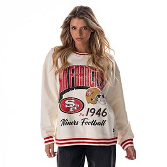 Women's The Wild Collective Cream San Francisco 49ers Oversized Vintage French Terry Sweatshirt