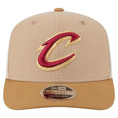 Men's New Era Tan/Light Brown Cleveland Cavaliers Two-Tone 9SEVENTY Adjustable Trucker Hat
