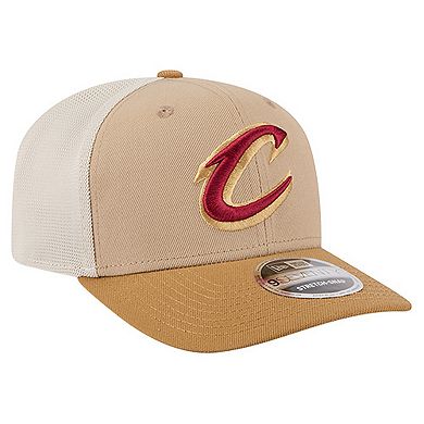 Men's New Era Tan/Light Brown Cleveland Cavaliers Two-Tone 9SEVENTY Adjustable Trucker Hat