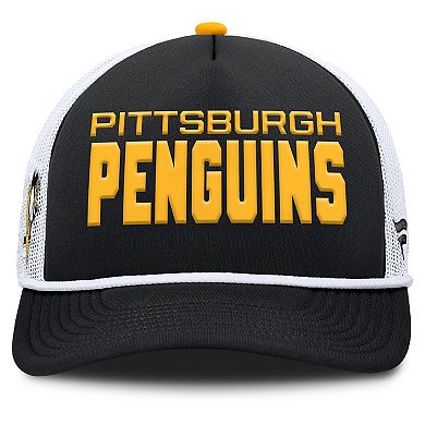 Men's Fanatics Black/White Pittsburgh Penguins Authentic Pro Rink A-Frame Adjustable Hat