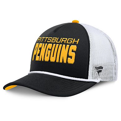 Men's Fanatics Black/White Pittsburgh Penguins Authentic Pro Rink A-Frame Adjustable Hat