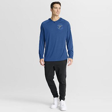 Men's Fanatics Heather Blue St. Louis Blues Authentic Pro Rink Raglan Hoodie