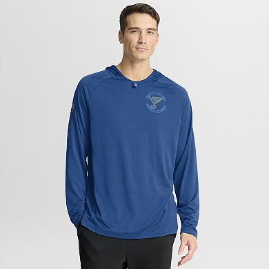 Men's Fanatics Heather Blue St. Louis Blues Authentic Pro Rink Raglan Hoodie