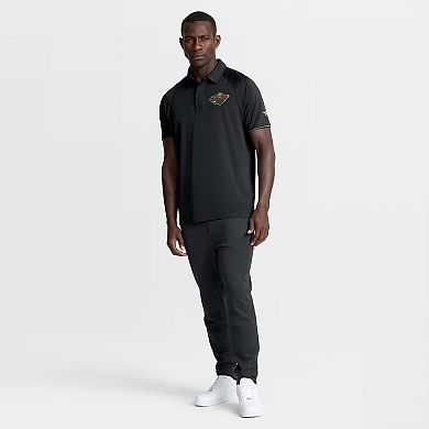 Men's Fanatics Black Minnesota Wild Authentic Pro Rink Raglan Polo