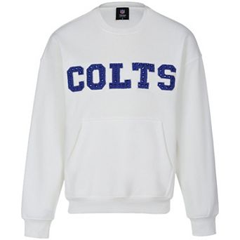 Women's Cuce White Indianapolis Colts Chenille Jeweled Sweatshirt