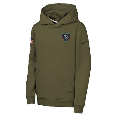 Youth Nike Olive Tennessee Titans 2025 Salute to Service Club Fleece Hoodie