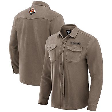 Men's Darius Rucker Collection by Fanatics Tan Cincinnati Bengals Polar Fleece Cozy Button-Up Shirt