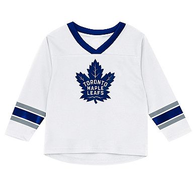 Preschool Outerstuff White/Blue Toronto Maple Leafs Denting the Net Long Sleeve T-Shirt and Pants Set