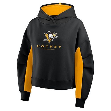Women's Fanatics Black Pittsburgh Penguins Back Check Boxy Hoodie