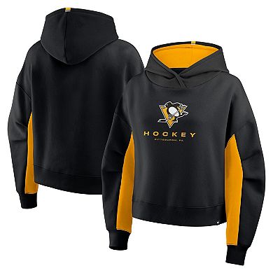 Women's Fanatics Black Pittsburgh Penguins Back Check Boxy Hoodie