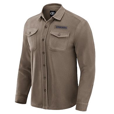 Men's Darius Rucker Collection by Fanatics Tan Dallas Cowboys Polar Fleece Cozy Button-Up Shirt