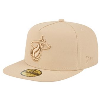 Men's New Era Khaki Miami Heat Color Pack A-Frame 59FIFTY Fitted Hat