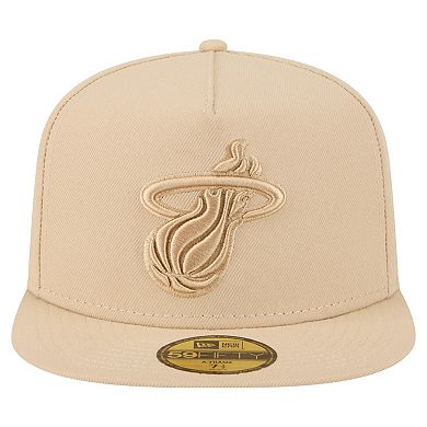 Men's New Era Khaki Miami Heat Color Pack A-Frame 59FIFTY Fitted Hat