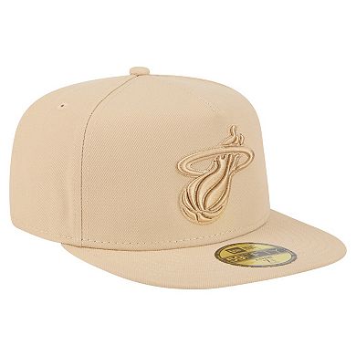 Men's New Era Khaki Miami Heat Color Pack A-Frame 59FIFTY Fitted Hat