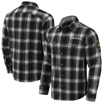 Men's Darius Rucker Collection by Fanatics Black Minnesota Vikings Flannel Plaid Full-Snap Shirt