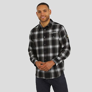 Men's Darius Rucker Collection by Fanatics Black Minnesota Vikings Flannel Plaid Full-Snap Shirt