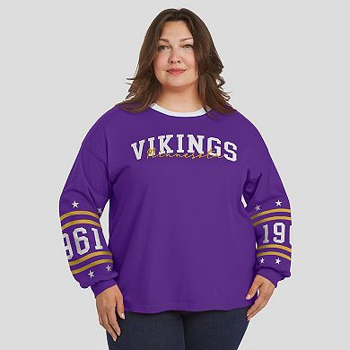 Women's WEAR by Erin Andrews Purple Minnesota Vikings Plus Size Sport Long-Sleeve T-Shirt