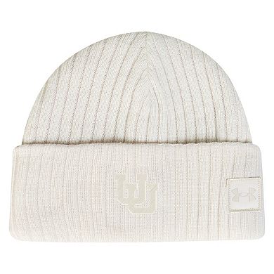 Men's Under Armour Stone Utah Utes Sideline Halftime Shallow Cuffed Knit Hat