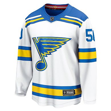 Men's Fanatics Jordan Binnington White St. Louis Blues Away Breakaway Player Jersey