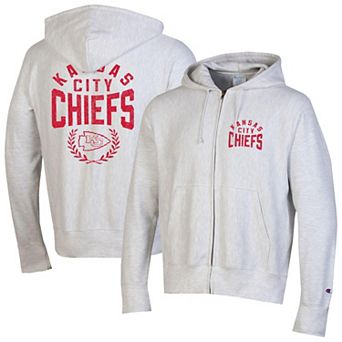 Men's Champion Heather Gray Kansas City Chiefs Reverse Weave Full-Zip Hoodie