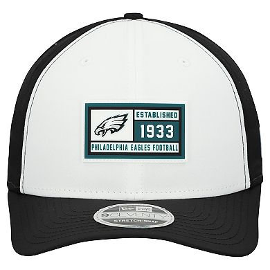 Men's New Era White/Black Philadelphia Eagles Established Patch 9SEVENTY Adjustable Hat