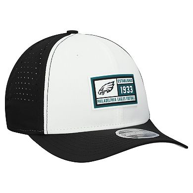 Men's New Era White/Black Philadelphia Eagles Established Patch 9SEVENTY Adjustable Hat