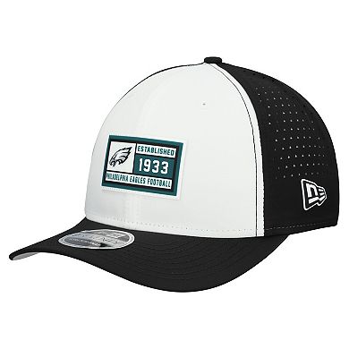 Men's New Era White/Black Philadelphia Eagles Established Patch 9SEVENTY Adjustable Hat