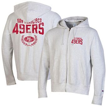 Men's Champion Heather Gray San Francisco 49ers Reverse Weave Full-Zip Hoodie