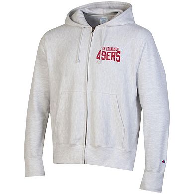 Men's Champion Heather Gray San Francisco 49ers Reverse Weave Full-Zip Hoodie