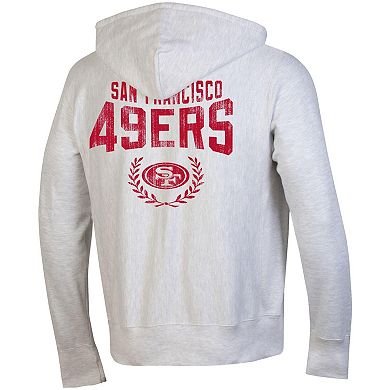 Men's Champion Heather Gray San Francisco 49ers Reverse Weave Full-Zip Hoodie