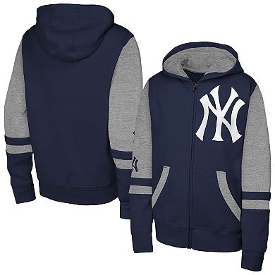 Men's Outerstuff Navy New York Yankees Stadium Colorblock Full-Zip Hoodie