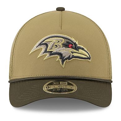 Youth New Era Green/Dark Green Baltimore Ravens 2025 Salute to Service 9FORTY A-Frame Adjustable Hat