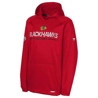 Youth Fanatics Red Chicago Blackhawks Authentic Pro Rink Raglan Hoodie