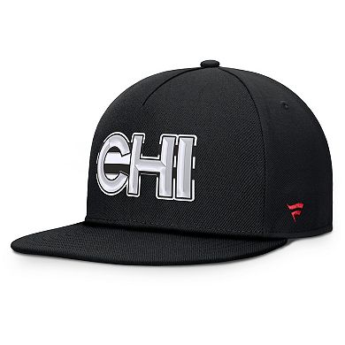 Men's Fanatics Black Chicago Blackhawks Authentic Pro Rink Team Code Snapback Hat