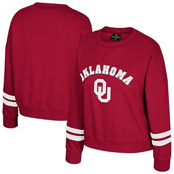 Women's Colosseum Crimson Oklahoma Sooners Splashy Crewneck Fleece Sweatshirt
