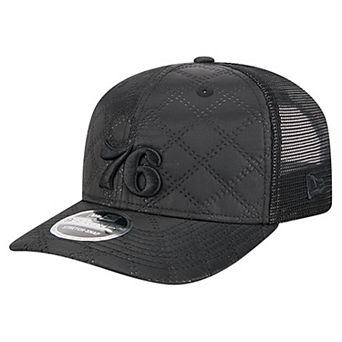 Men's New Era Black Philadelphia 76ers Quilted 9SEVENTY Trucker Adjustable Hat