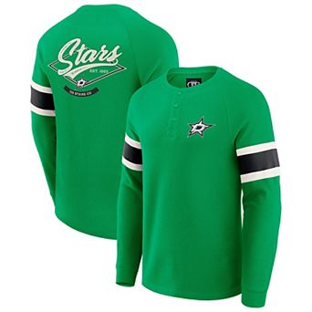 Men's Darius Rucker Collection by Fanatics Green Dallas Stars Waffle-Knit Raglan Long Sleeve Henley T-Shirt