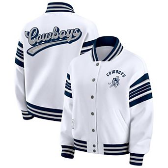 Women's WEAR by Erin Andrews White Dallas Cowboys Plus Size Full-Snap Fleece Sweatshirt Jacket